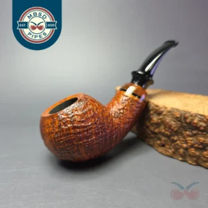 Qi Studio Contrast Sandblasted Apple Estate Briar Pipe, Unsmoked