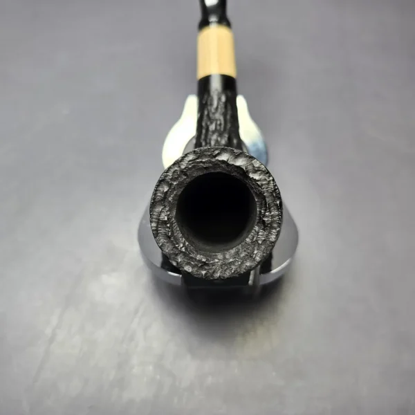 MBSD Briars by Piero Vitale Black Rusticated Billiard w/ Boxwood Briar Pipe, New - Image 7