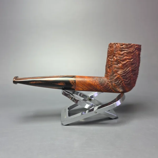 Nate Rose Contrast Sandblasted "LB" Billiard Handmade Briar Pipe, New - Image 4