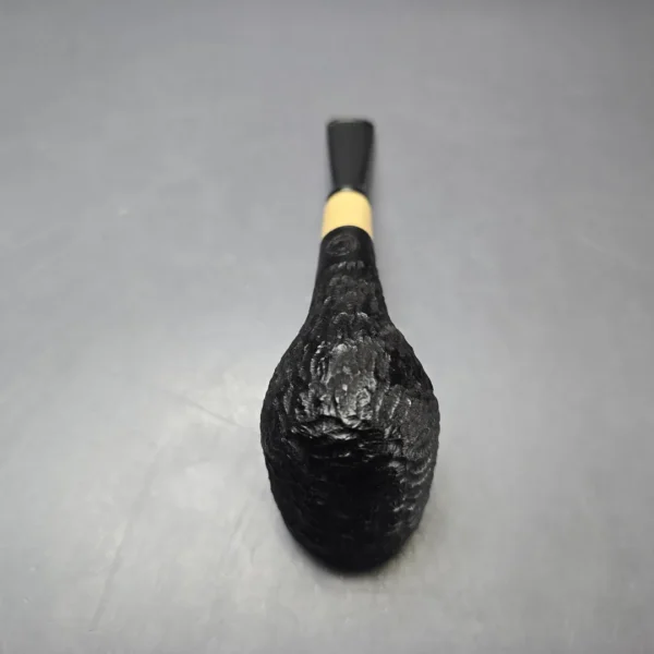 MBSD Briars by Piero Vitale Black Rusticated Billiard w/ Boxwood Briar Pipe, New - Image 8