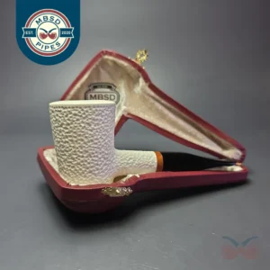 MBSD Meerschaum Deluxe Rusticated Poker Block Meerschaum Pipe, Briar-Mortise, New