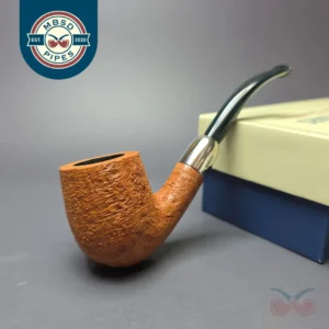 MBSD Briars Timeless Traditions 2 Sandblasted Bent Billiard w/ Silver Handmade Briar Pipe, New