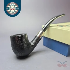 MBSD Briars Timeless Traditions 2 Sandblasted Bent Billiard w/ Silver Handmade Briar Pipe, New
