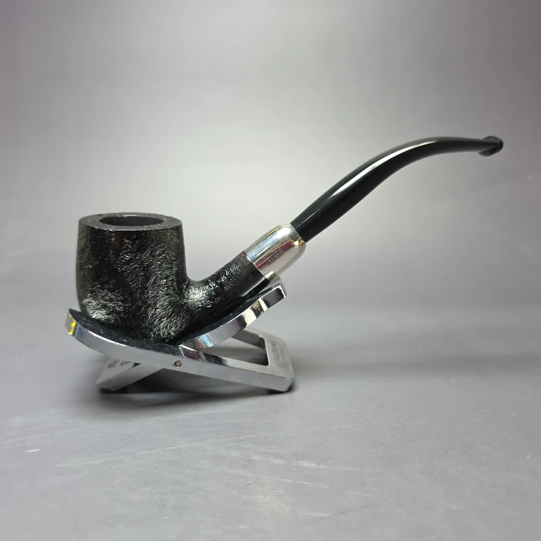 MBSD Briars Timeless Traditions 2 Sandblasted Bent Billiard w/ Silver Handmade Briar Pipe, New - Image 2