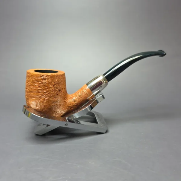 MBSD Briars Timeless Traditions 2 Sandblasted Bent Billiard w/ Silver Handmade Briar Pipe, New - Image 3