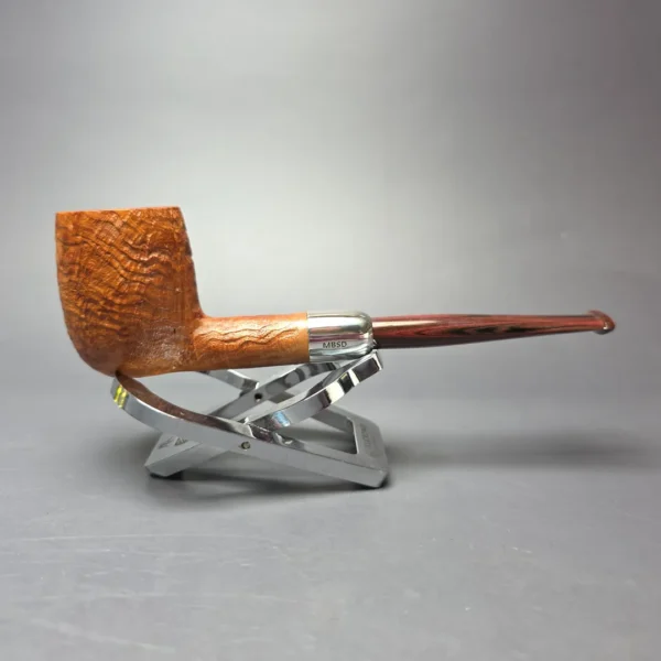 MBSD Briars Timeless Traditions 1 Sandblasted Billiard w/ Silver & Extra Stem Handmade Briar Pipe, New - Image 3