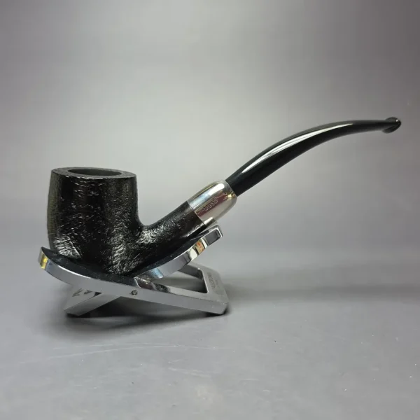 MBSD Briars Timeless Traditions 2 Sandblasted Bent Billiard w/ Silver Handmade Briar Pipe, New - Image 3