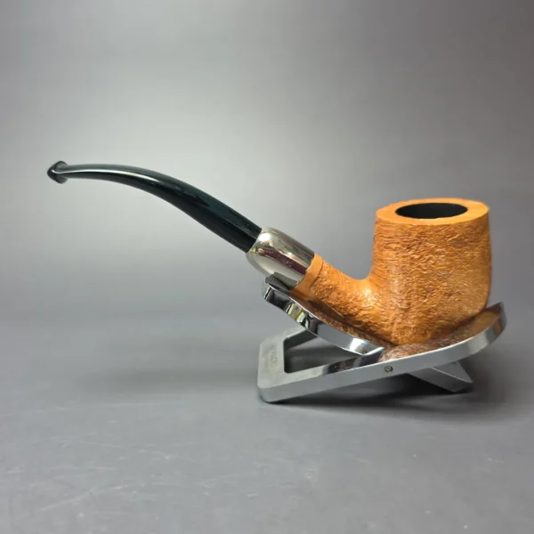 MBSD Briars Timeless Traditions 2 Sandblasted Bent Billiard w/ Silver Handmade Briar Pipe, New - Image 5