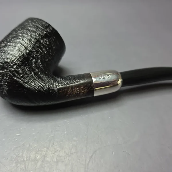 MBSD Briars Timeless Traditions 2 Sandblasted Bent Billiard w/ Silver Handmade Briar Pipe, New - Image 8