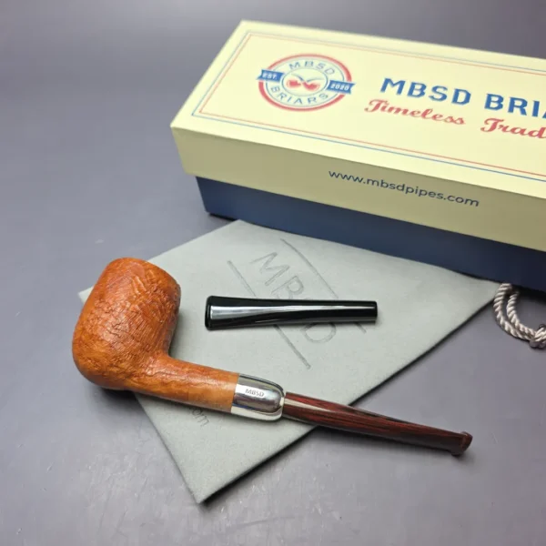 MBSD Briars Timeless Traditions 1 Sandblasted Billiard w/ Silver & Extra Stem Handmade Briar Pipe, New - Image 11