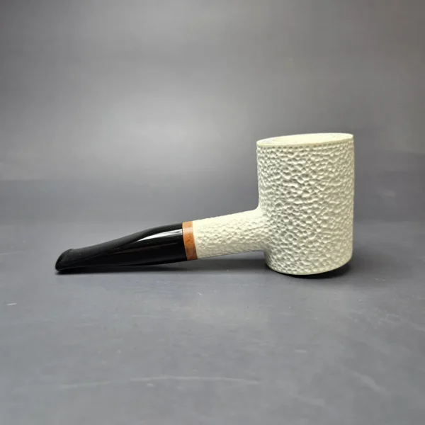 MBSD Meerschaum Deluxe Rusticated Poker Block Meerschaum Pipe, Briar-Mortise - Image 4