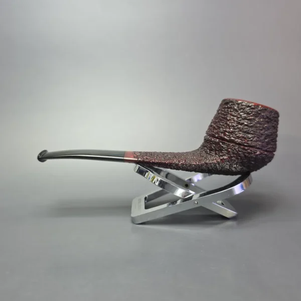 Walt Cannoy Cardinal House Munn Partially Rusticated "Razor Shank" Rhodesian Handmade Briar Pipe, New - Image 4
