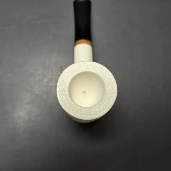 MBSD Meerschaum Deluxe Rusticated Poker Block Meerschaum Pipe, Briar-Mortise - Image 9