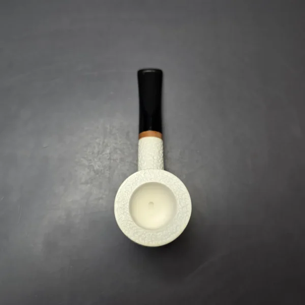 MBSD Meerschaum Deluxe Rusticated Poker Block Meerschaum Pipe, Briar-Mortise - Image 11