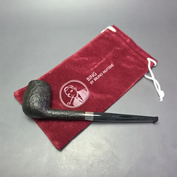 Bruno Nuttens Bing B1 Partially Sandblasted Billiard w/ Aluminum Briar Pipe, New - Image 10