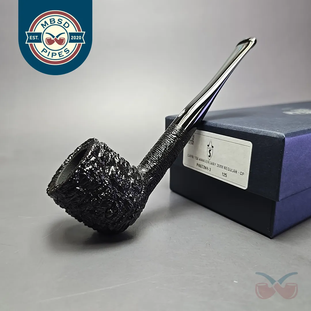 Savinelli 150th Anniversary Capri Root Briar 125 Rusticated Billiard Briar Pipe, New