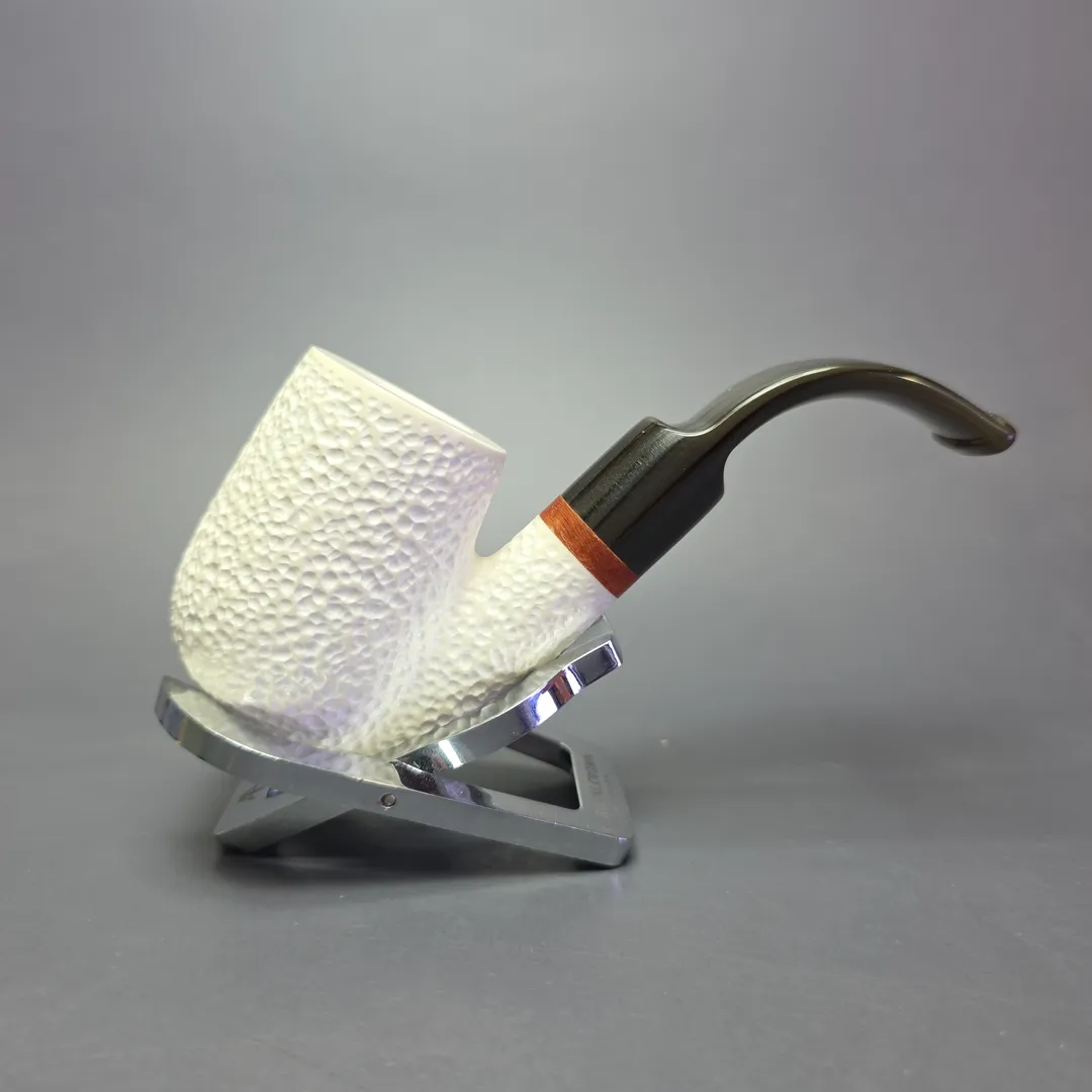 MBSD Meerschaum Deluxe Rusticated Oom Paul Block Meerschaum Pipe, Briars-Mortise, New - Image 2