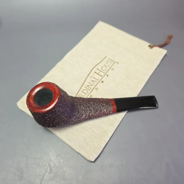 Walt Cannoy Cardinal House Munn Partially Rusticated "Razor Shank" Rhodesian Handmade Briar Pipe, New - Image 11