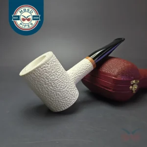 MBSD Meerschaum Deluxe Rusticated Poker Block Meerschaum Pipe, Briar-Mortise