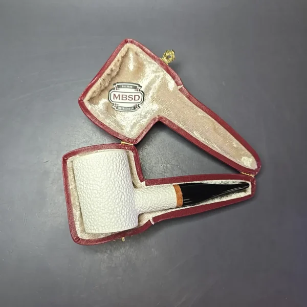 MBSD Meerschaum Deluxe Rusticated Poker Block Meerschaum Pipe, Briar-Mortise - Image 15