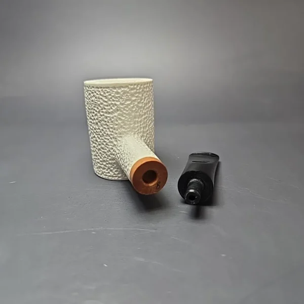 MBSD Meerschaum Deluxe Rusticated Poker Block Meerschaum Pipe, Briar-Mortise - Image 18