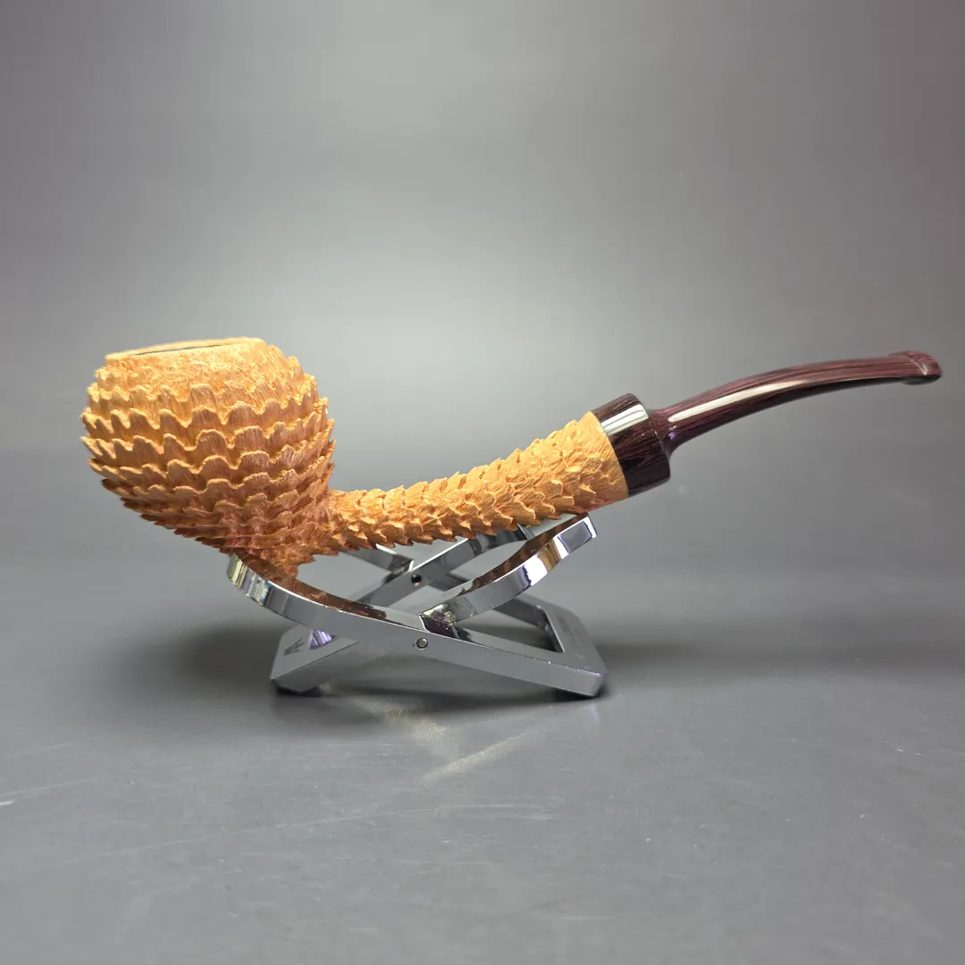 Eclasias Pipes "Dragon Scale" Natural Sandblasted Fig Handmade Briar Pipe, New - Image 2