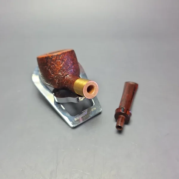 Smith House Vintage Sandblasted Pot w/ Brushed Brass Handmade Briar Pipe, New - Image 12