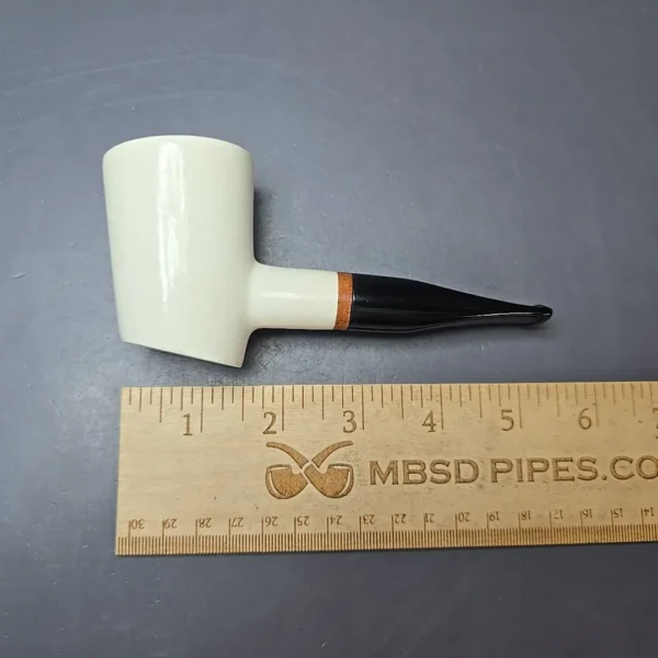 MBSD Meerschaum Deluxe Translucent Poker Block Meerschaum Pipe, Briar-Mortise, New - Image 11