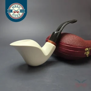 MBSD Meerschaum Deluxe Smooth Cobra Block Meerschaum Pipe, Briar-Mortise, New