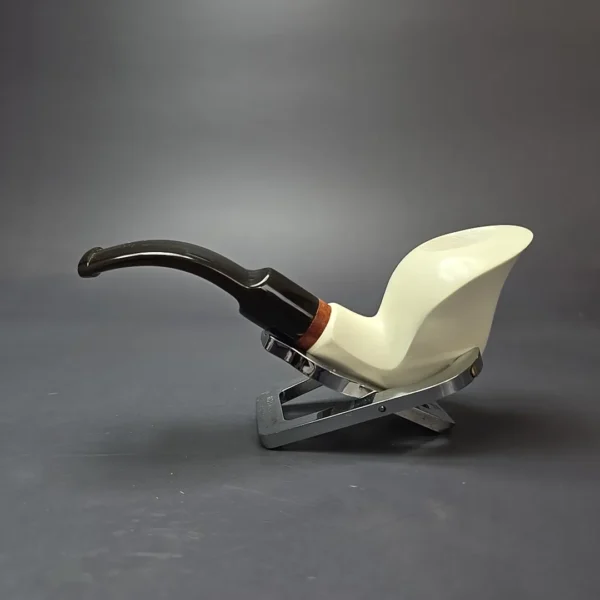 MBSD Meerschaum Deluxe Smooth Cobra Block Meerschaum Pipe, Briar-Mortise, New - Image 4