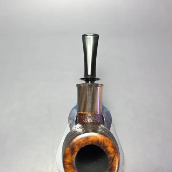 Smith House Vintage Sandblasted Nosewarmer Billiard w/ Ox Horn Handmade Briar Pipe, New - Image 6