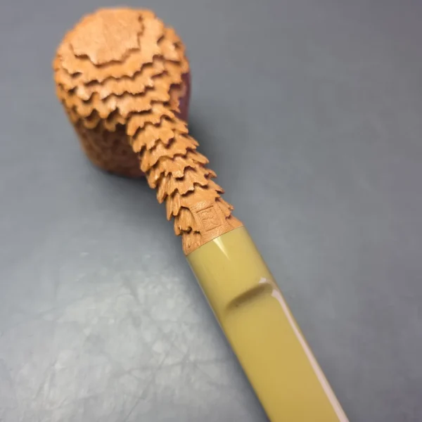 Eclesias Pipes "Dragon Scale" Natural Sandblasted Billiard Handmade Briar Pipe, New - Image 9