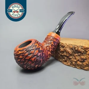 Chacom Reverse Calabash Brown Rusticated Apple Estate Briar Pipe, Unsmoked