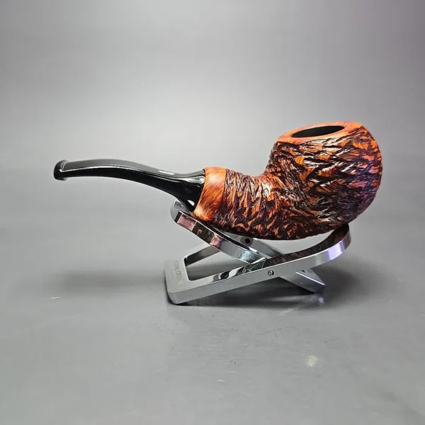 Chacom Reverse Calabash Brown Rusticated Apple Estate Briar Pipe, Unsmoked - Image 4
