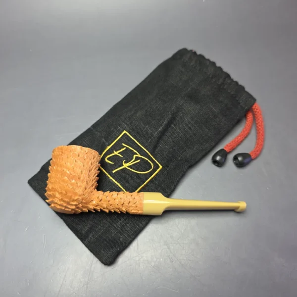 Eclesias Pipes "Dragon Scale" Natural Sandblasted Billiard Handmade Briar Pipe, New - Image 13