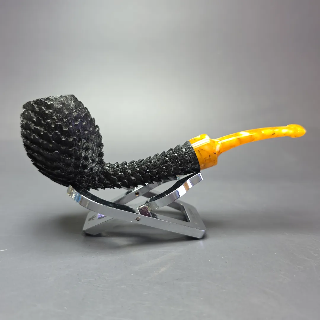 Eclesias Pipes "Dragon Scale" Sandblasted Egg Handmade Briar Pipe, New - Image 2