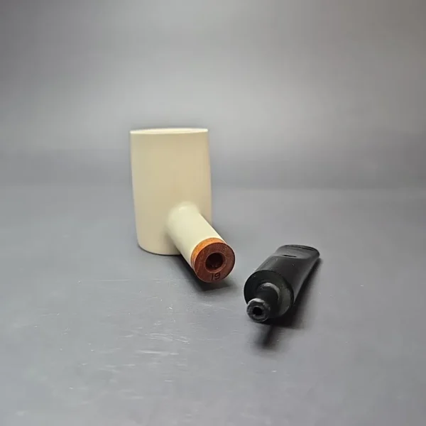 MBSD Meerschaum Deluxe Smooth Poker Block Meerschaum Pipe, Briar-Mortise, New - Image 12