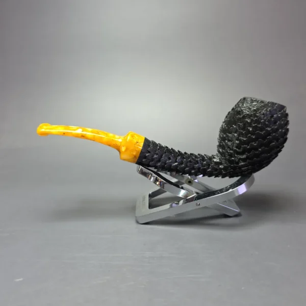Eclesias Pipes "Dragon Scale" Sandblasted Egg Handmade Briar Pipe, New - Image 4