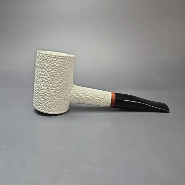 MBSD Meerschaum Deluxe Rusticated Poker Block Meerschaum Pipe, Briar-Mortise, New - Image 3