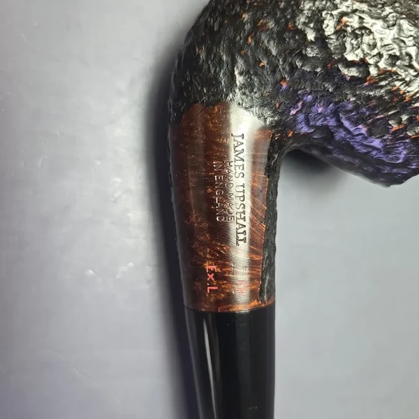 James Upshall Bark EXL Rusticated Bent Billiard Estate Briar Pipe, Unsmoked - Image 10