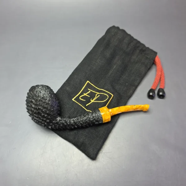 Eclesias Pipes "Dragon Scale" Sandblasted Egg Handmade Briar Pipe, New - Image 11