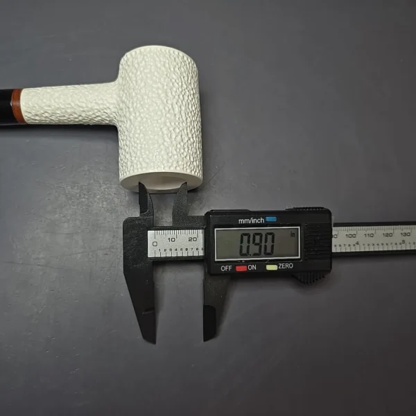 MBSD Meerschaum Deluxe Rusticated Poker Block Meerschaum Pipe, Briar-Mortise, New - Image 12