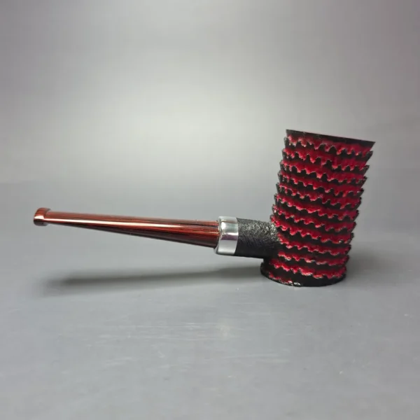 Eclesias Pipes "Dragon Scale" Sandblasted Poker w/ Silver Handmade Briar Pipe, New - Image 4