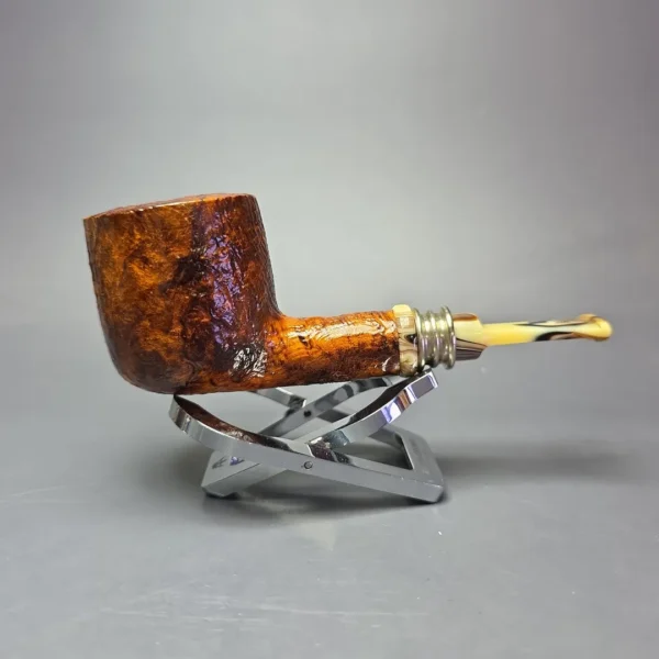 Neerup Classic Sandblasted Brandy w/ Brass Estate Briar Pipe, Danish Estates - Image 3