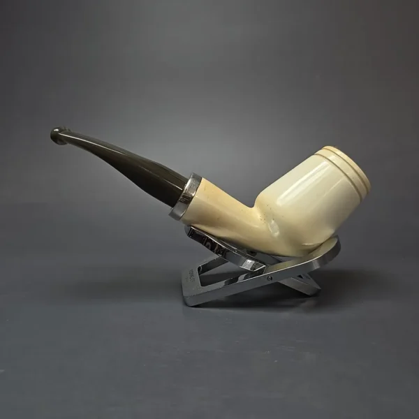MBSD Meerschaum Silver Smooth Anse Reverse Calabash Estate Block Meerschaum Pipe, Turkish Estates - Image 4