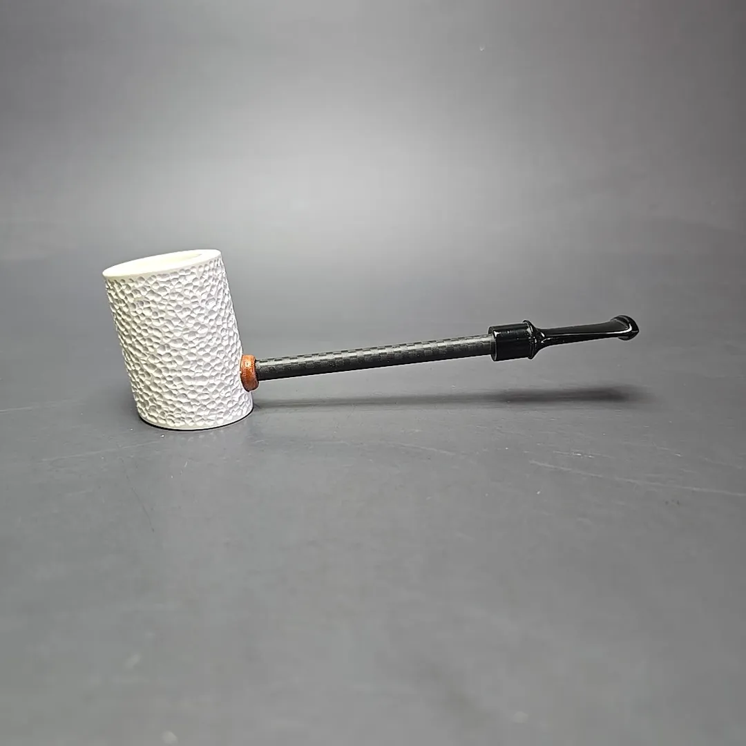 MBSD Meerschaum Deluxe Rusticated Poker Block Meerschaum Pipe, Briar-Mortise, New - Image 2