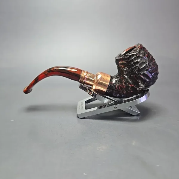 Peterson 2024 Christmas Pipe 221 Rusticated Bent Billiard Estate Briar Pipe, Unsmoked - Image 4