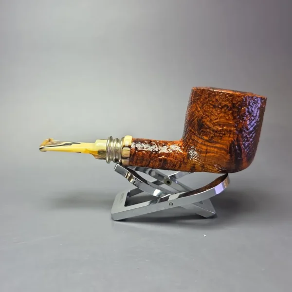 Neerup Classic Sandblasted Brandy w/ Brass Estate Briar Pipe, Danish Estates - Image 5