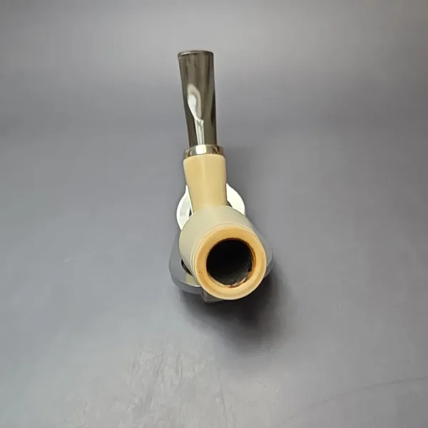 MBSD Meerschaum Silver Smooth Anse Reverse Calabash Estate Block Meerschaum Pipe, Turkish Estates - Image 8