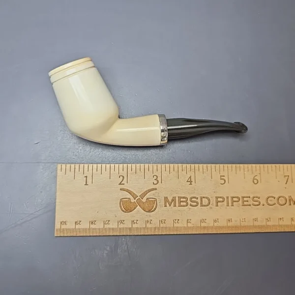 MBSD Meerschaum Silver Smooth Anse Reverse Calabash Estate Block Meerschaum Pipe, Turkish Estates - Image 10